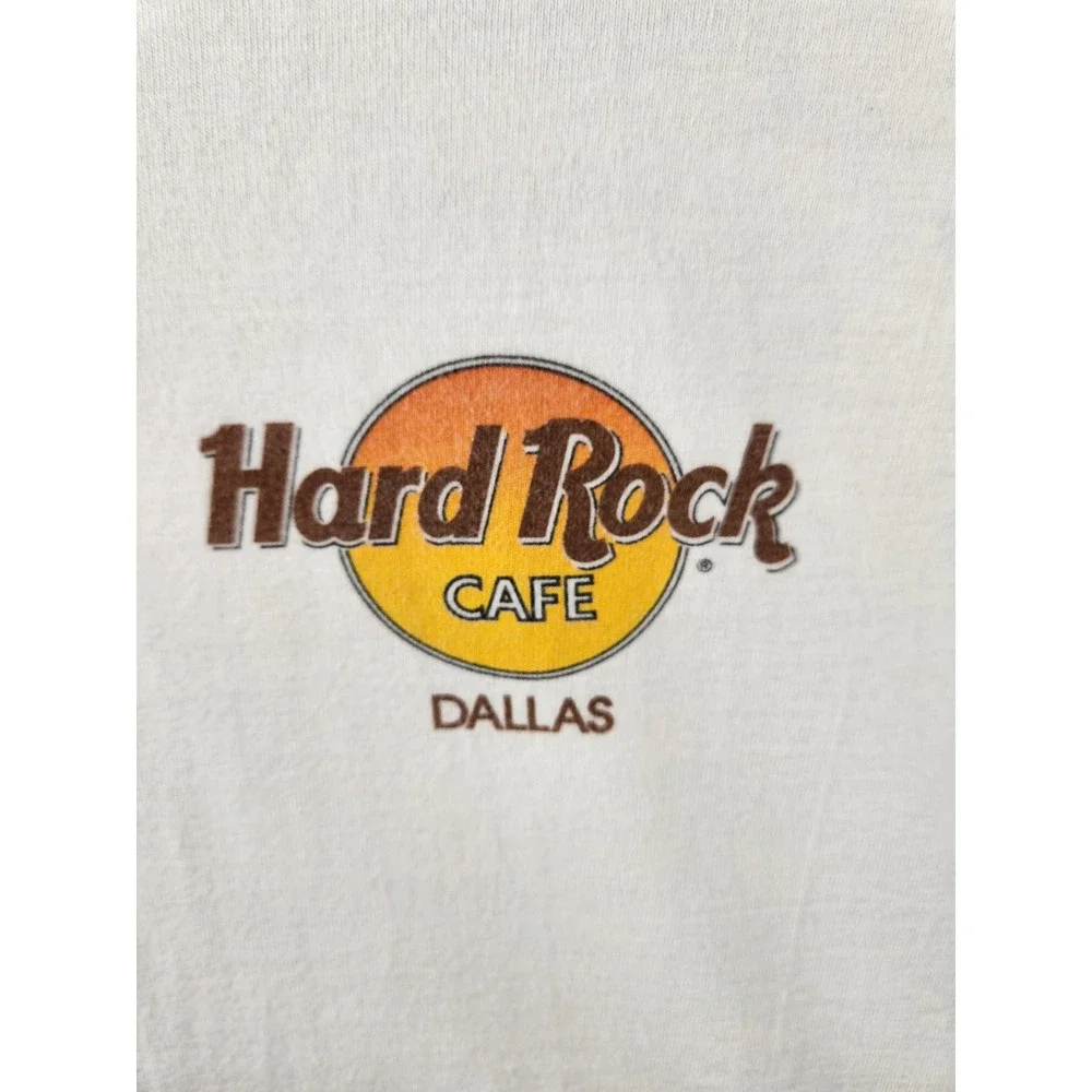 Hard Rock Cafe Dallas Tee Men's L White Armadillo Guitar Graphic 2-Sided Vintage - Picture 3 of 11